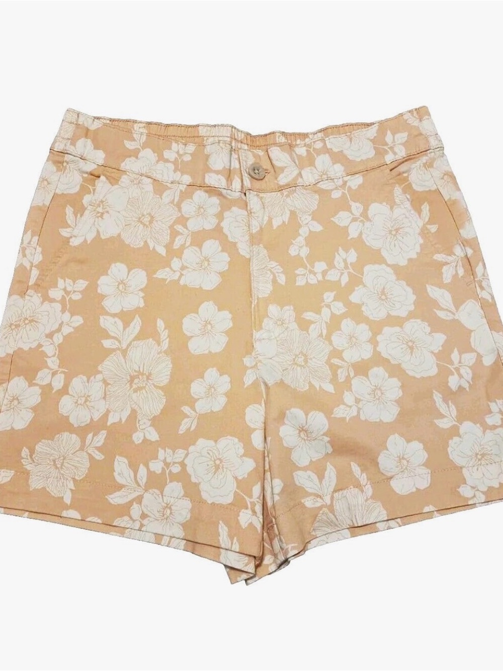JACHS Girlfriend Peach Floral High-Rise Shorts